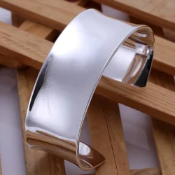 925 Sterling Silver Bracelet High Quality Fashion Women Solid Lady Bangle Jewelry Charm Big Cuff Men