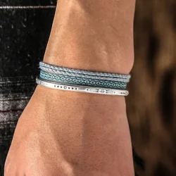 Lucky Woven Rope Handmade Bracelets For Women Men Simple 925 Tibetan Silver Bangle Adjustable 3PC Charm Bohemian Styles Gift