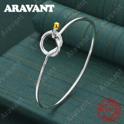 Stunning, She will love it! 925 Sterling Silver Romantic Knot Gold Bead Bracelet For Women